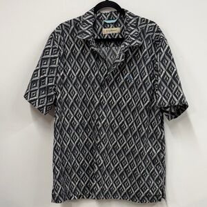 Tommy Bahama Black and Gray Diamond Pattern Shirt
